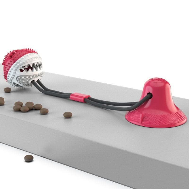 Detalhe do mecanismo do dispensador de petiscos no brinquedo interativo para cães Madrupet