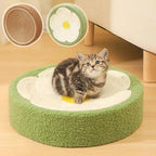 Embalagem da cama arranhadora para gatos Madrupet, destacando os benefícios do produto para felinos