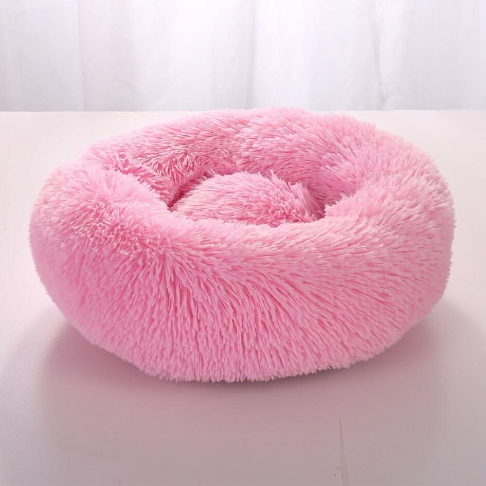 Vista superior da cama nuvem para cães e gatos mostrando o interior acolchoado e macio