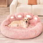 Detalhe do tecido macio e acolchoado da Cama Patinha Macia para Pets com estampa de patinhas
