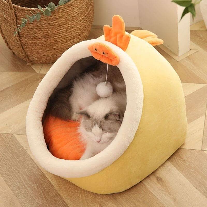 Cama toca para gatos em cor cinza escuro com base antiderrapante