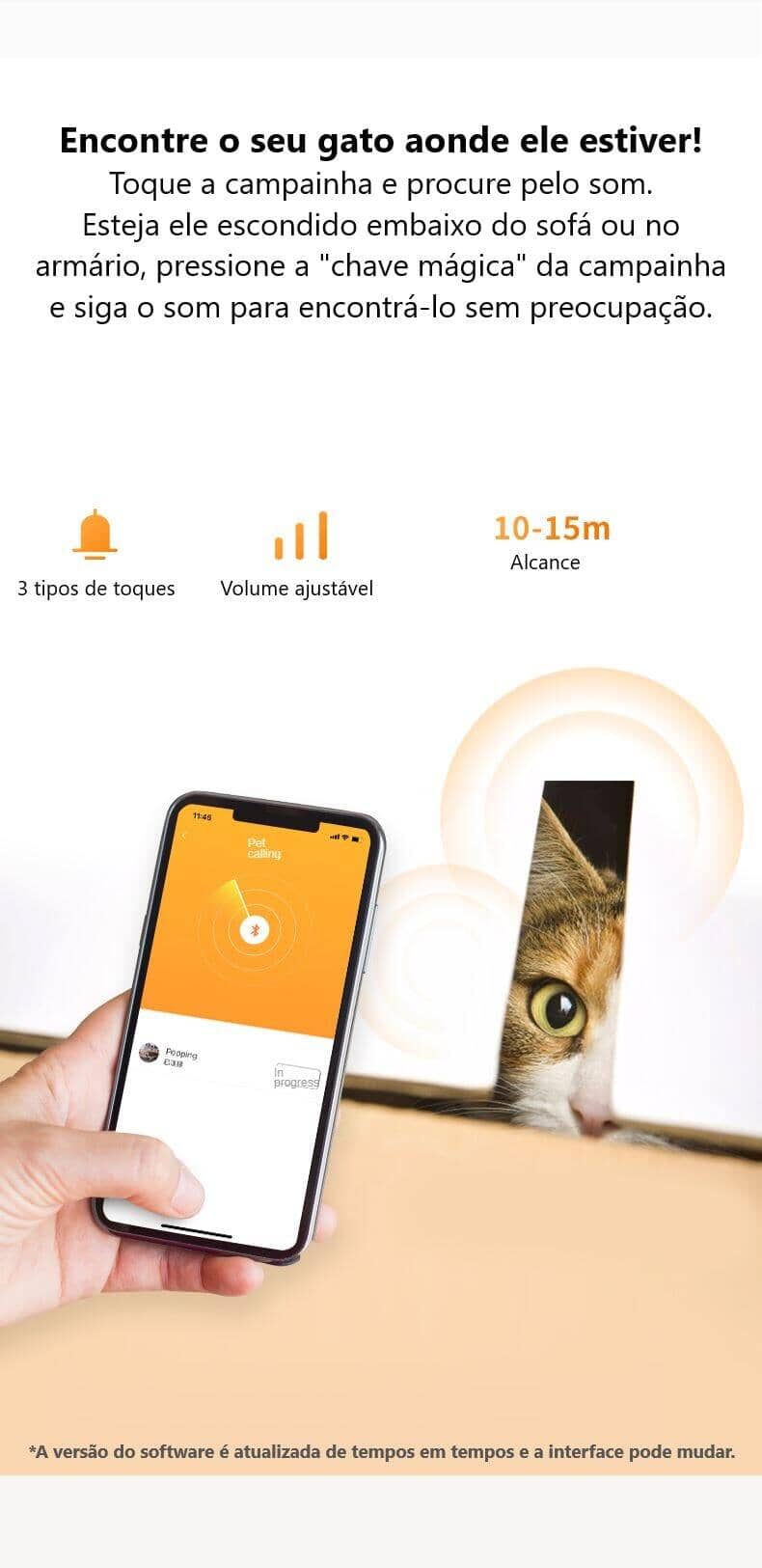 Coleira com Rastreador para Gatos – Localizacao em Tempo Real e Sem Mensalidade Coleira Inteligente para Animais de Estimação SabinoVision 