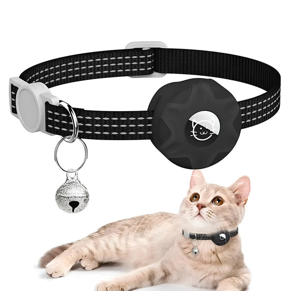 Coleira Compatível com GPS para Gatos - Ajuste Seguro e Conforto Diário Coleira Rastreadora para Gatos Sabinovision Preto 