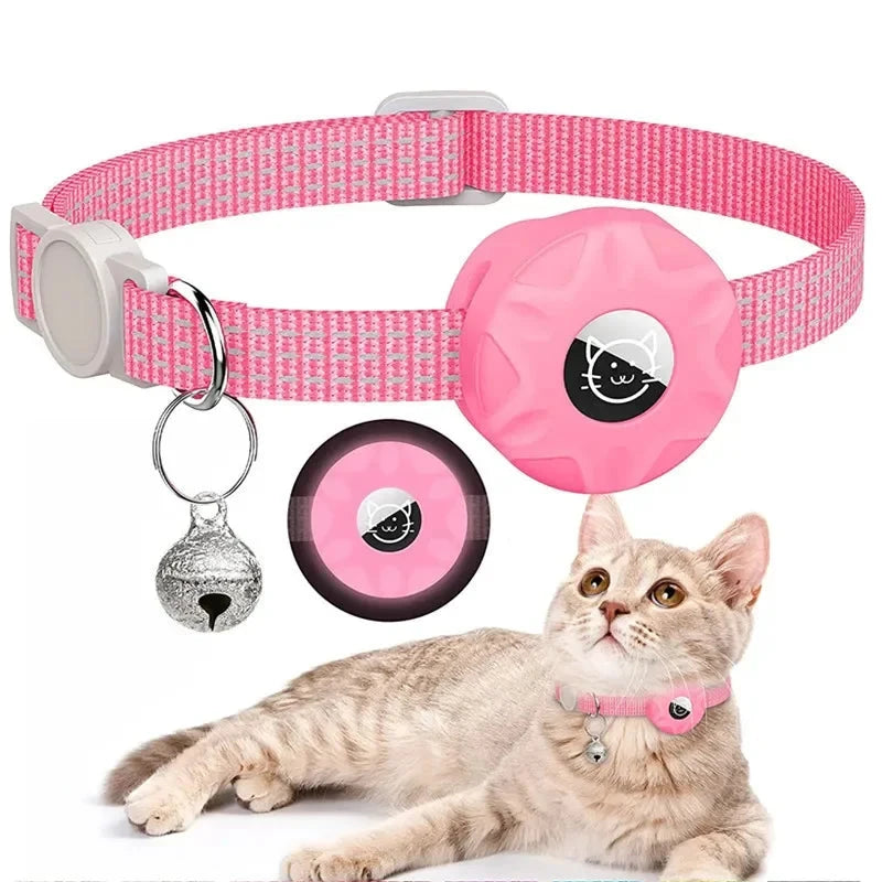 Coleira Compatível com GPS para Gatos - Ajuste Seguro e Conforto Diário Coleira Rastreadora para Gatos Sabinovision Rosa 