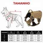 Controle seguro com peitoral tático militar para cachorro disponível na Madrupet