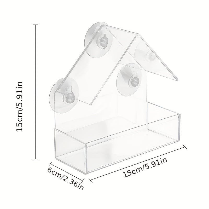 Comedouro de Janela para Pássaros - Acrílico Transparente com Ventosa Madrupet 