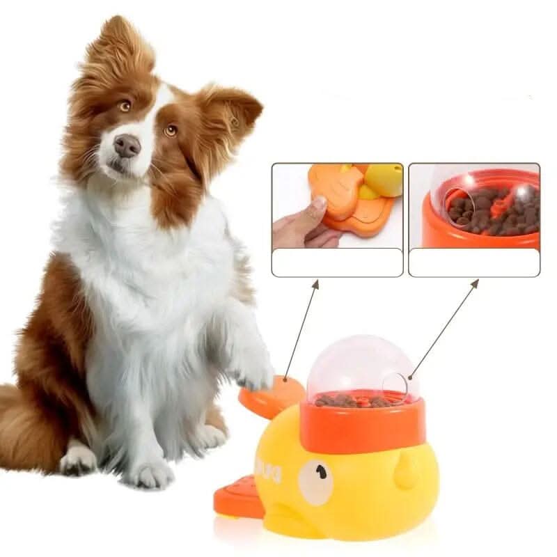 Detalhe do mecanismo anti-engasgo do comedouro interativo para cães da Madrupet