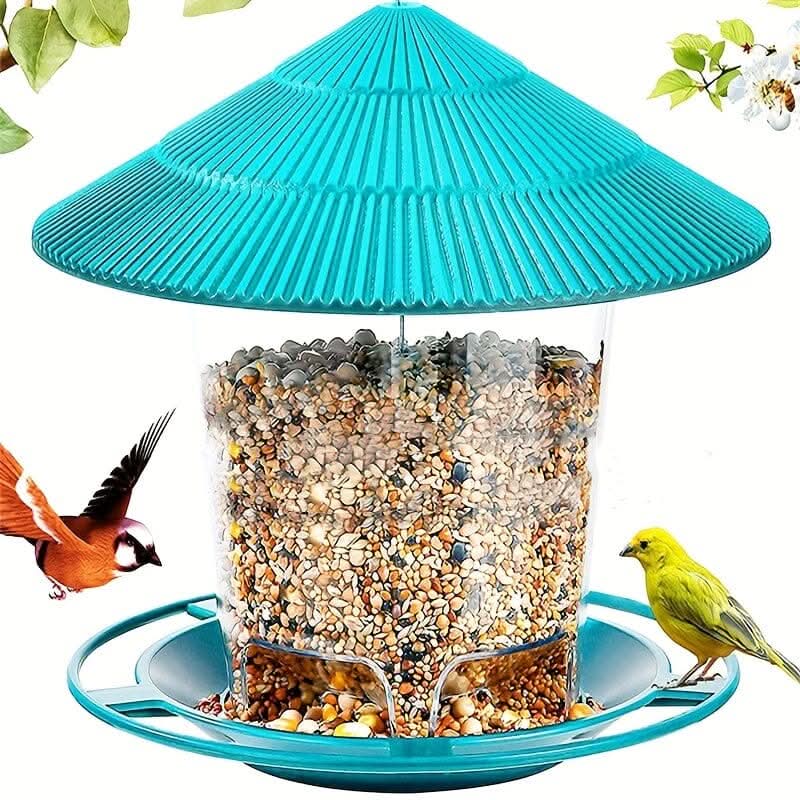 Comedouro suspenso para pássaros selvagens em cor verde, ideal para jardins e áreas externas
