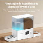 Detalhe do painel digital do alimentador automático para pets com timer e ajuste de porção