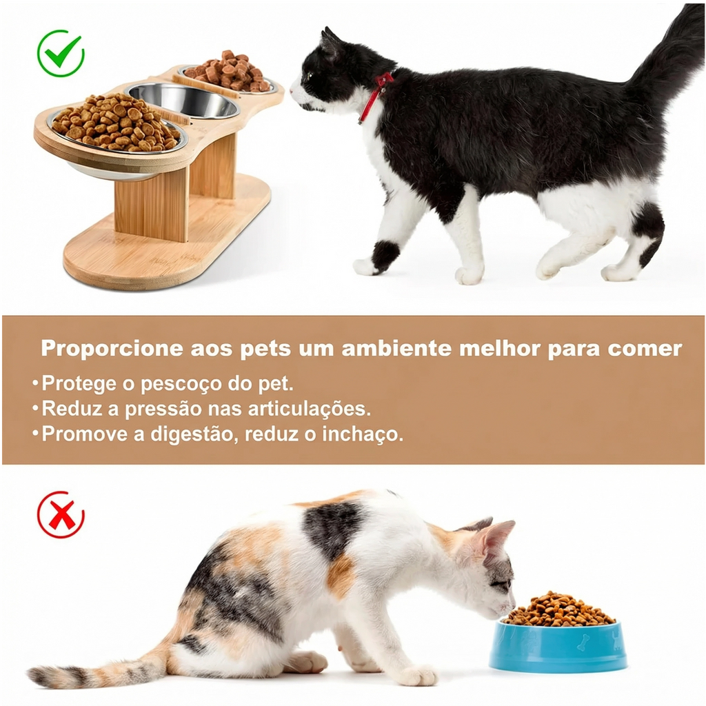 Conjunto de comedouros altos inclináveis Madrupet em diferentes tamanhos para pets variados