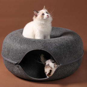 Cama Interativa Túnel para Gatos – Descanso e Diversão em Um Só Produto