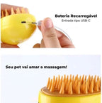 Embalagem da escova a vapor para pets destacando benefícios para cuidados com o pelo