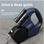 Guia retrátil dupla para dois cachorros com alça ergonômica para melhor controle durante o passeio