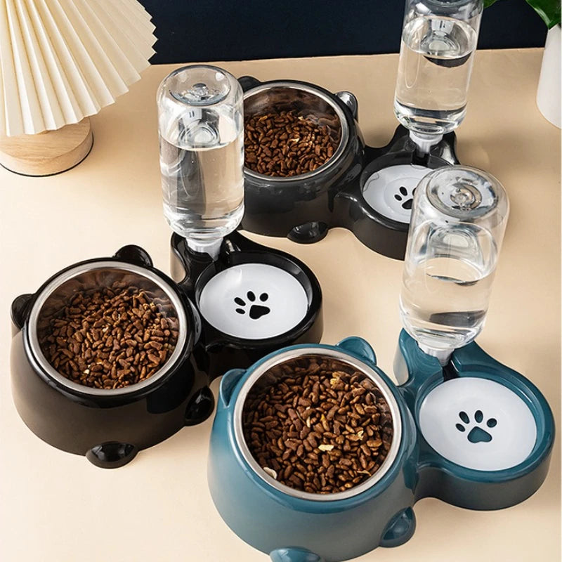 Alimentador automático para cachorro e gato com compartimentos para ração e água