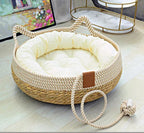 Cama rústica para gatos com tecido arejado ideal para conforto no verão