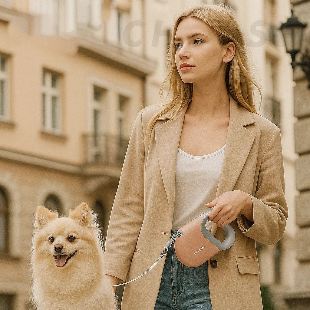 Cão ativo caminhando com Guia Forte para Cães com 5 metros, proporcionando controle total ao tutor