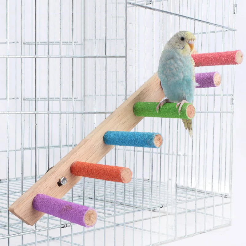 Escada de brincar para pássaros colorida com degraus antiderrapantes para exercício e diversão