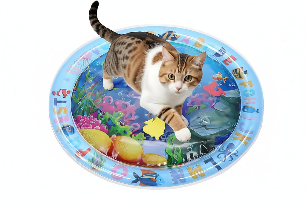 Tapete aquático sensorial para cães e gatos com texturas variadas para estímulo e diversão saudável