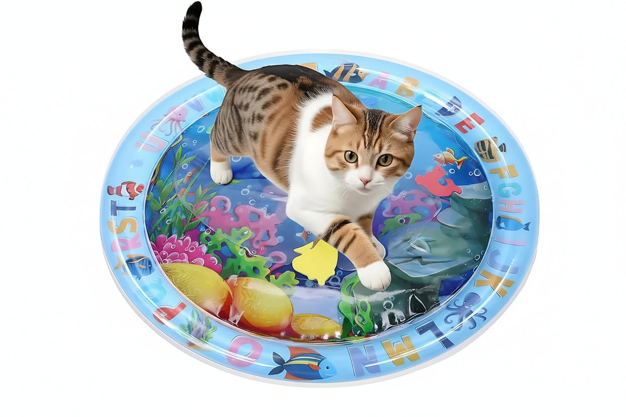Tapete aquático sensorial para cães e gatos com texturas variadas para estímulo e diversão saudável