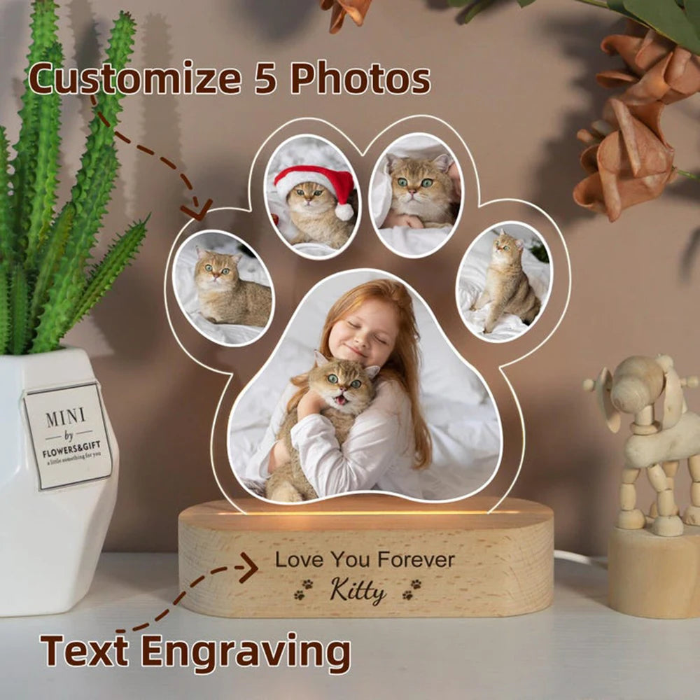 Detalhe da luminária memorial para pets com design delicado e iluminação aconchegante