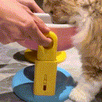 Detalhe do material resistente e antiderrapante do comedouro elevado para gatos Madrupet
