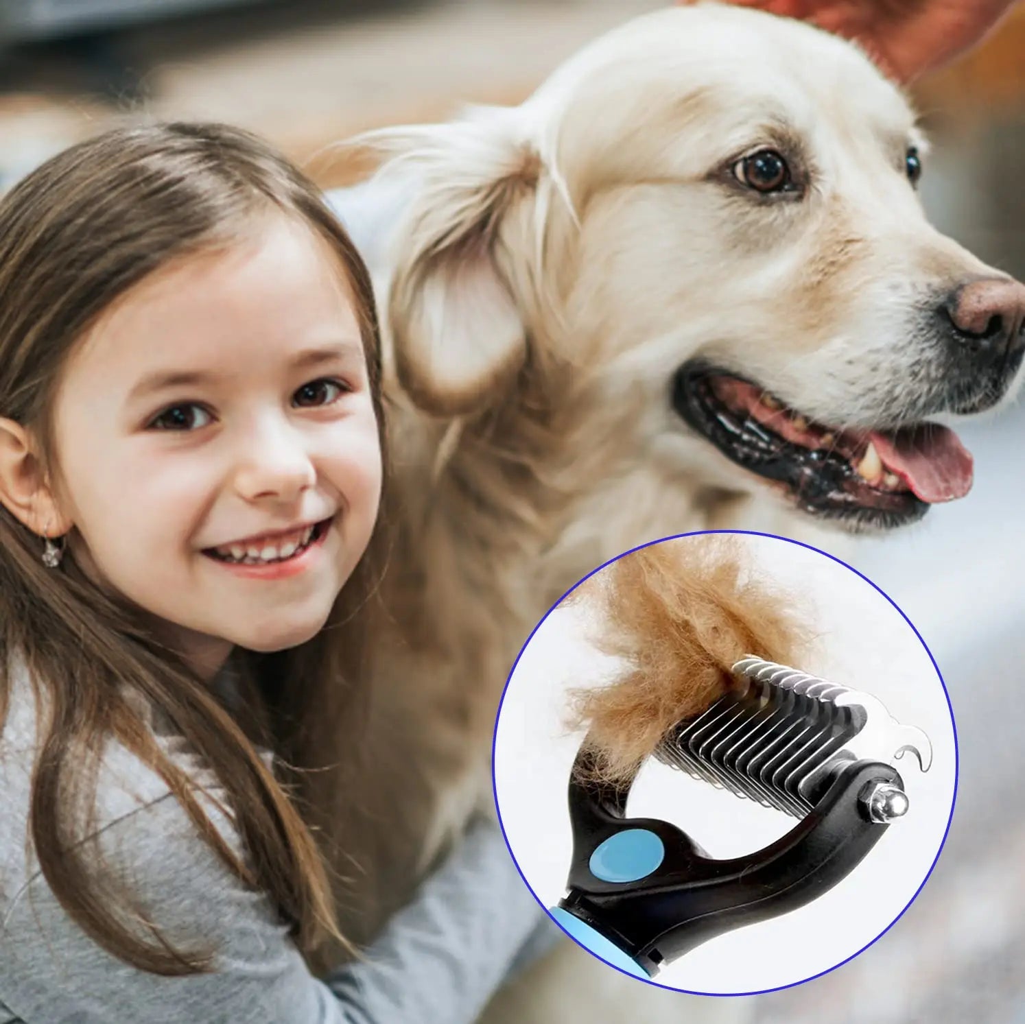 Detalhe das cerdas flexíveis da escova desembaraçante profissional para pets garantindo conforto