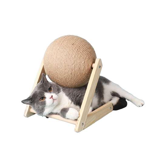 Arranhador bola para gatos com revestimento em sisal resistente para proteção dos móveis