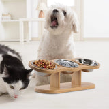 Comedouro Alto Inclinável para Pets — Suporte em Madeira Ergonômico e Resistente