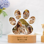 Luminária memorial para pets Madrupet em ambiente de descanso com luz quente e acolhedora