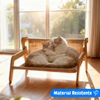 Visão lateral da poltrona sisal para gatos mostrando espaço interno