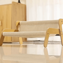 Detalhe do acabamento em sisal da poltrona para gatos Madrupet