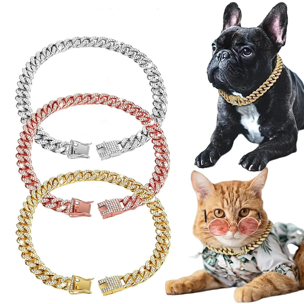 Colar pet estilo cubano para cachorro e gato com design marcante e confortável
