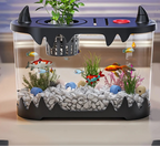 Aquário slim para peixes em tamanho pequeno com plantas aquáticas decorativas