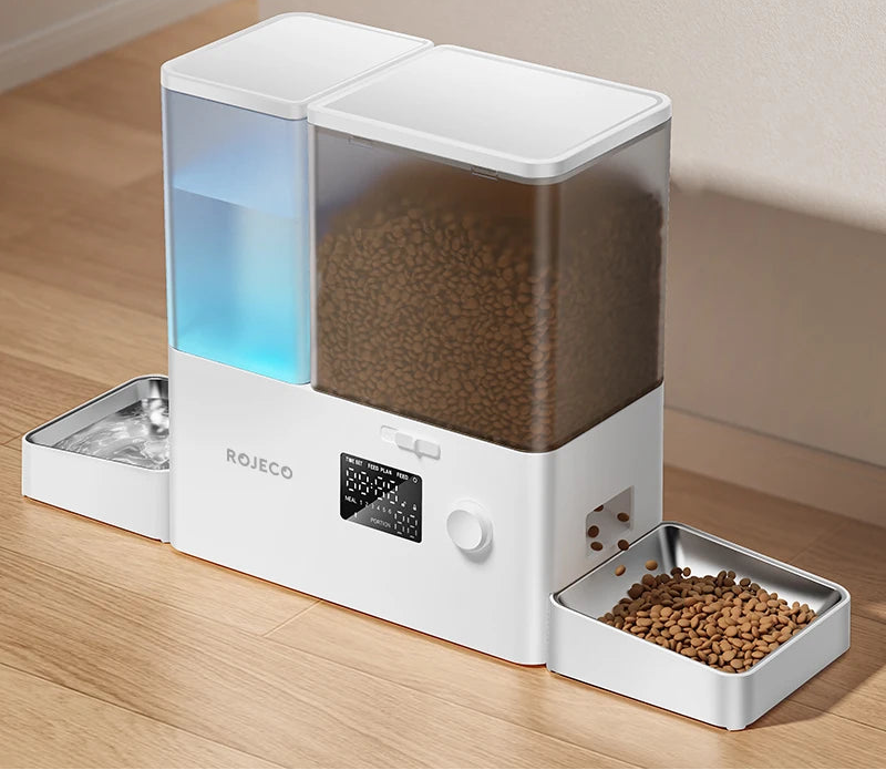 Alimentador automático para pets 2 em 1 com timer e controle de porção para alimentação prática e precisa