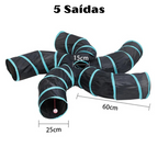 Gato brincando dentro do túnel interativo para gatos, estimulando o exercício e a diversão