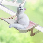 Hamaca para gatos com estrutura em madeira elevada, cama suspensa moderna para pets em casa