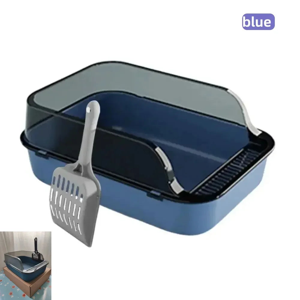 Caixa de areia para gatos com bordas altas e design anti-bagunça para facilitar a limpeza diária