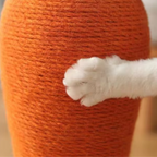 Arranhador cenoura em tom laranja vibrante com formato divertido para gatos se entreterem
