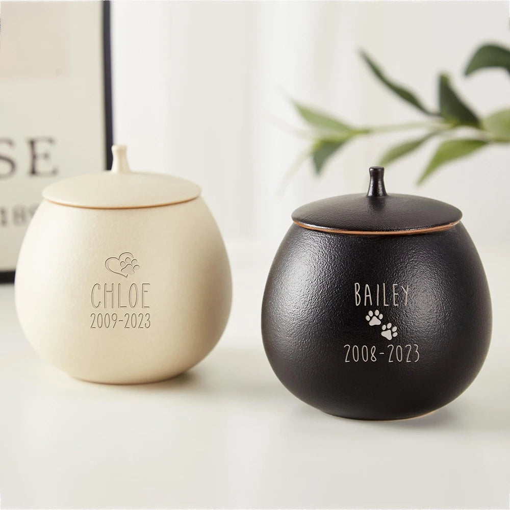 Urna Funerária Personalizada para Pets — Cerâmica com Nome e Homenagem