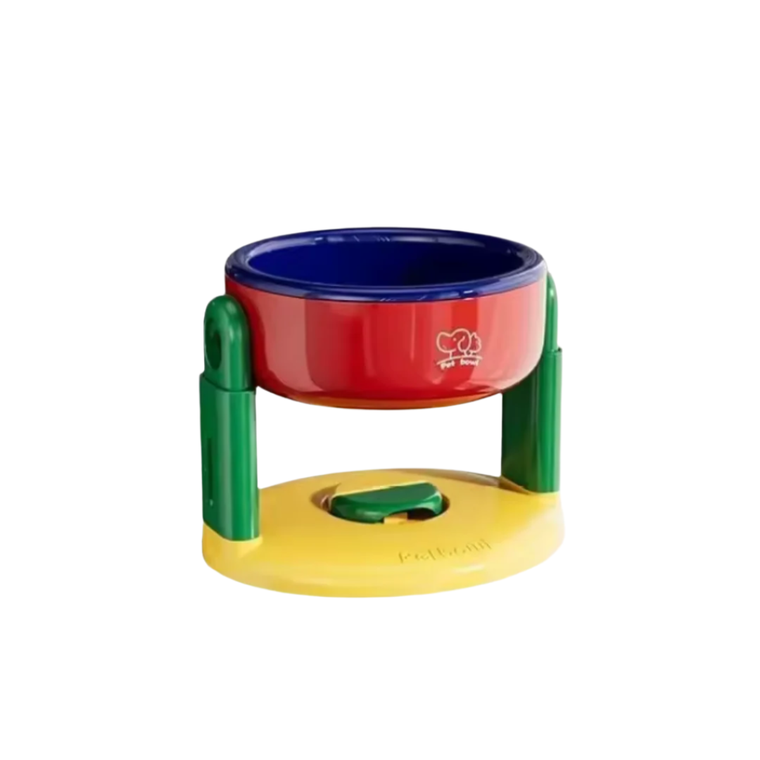 Comedouro elevado para gatos com base antiderrapante e altura ajustável para conforto na alimentação