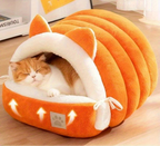 Cama para gatos tipo ninho macia e aconchegante em tecido felpudo para descanso seguro