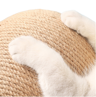 Arranhador bola para gatos em cor bege com base estável para gatos de todos os tamanhos