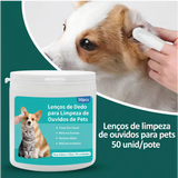 Lenços Umedecidos para Limpeza dos Ouvidos de Cães e Gatos