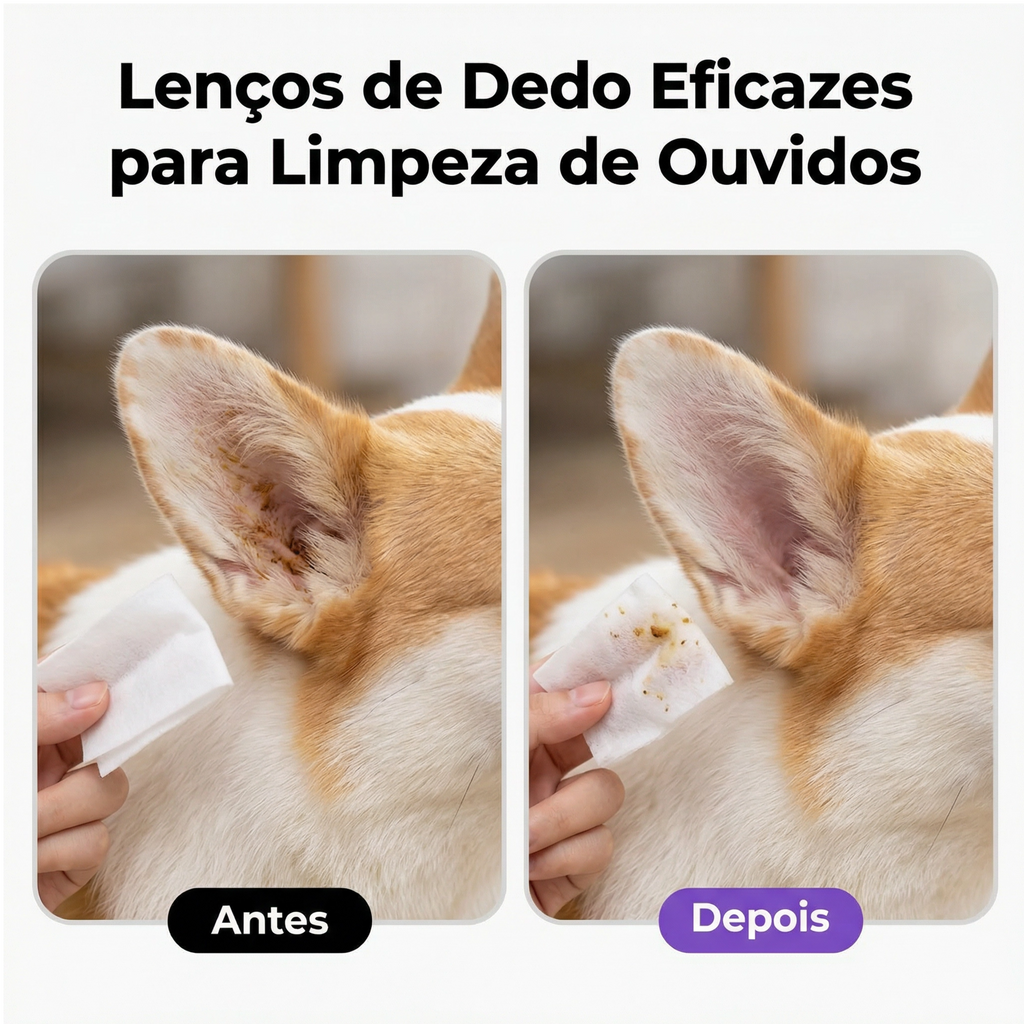 Lenços umedecidos para limpeza dos ouvidos de cães e gatos Madrupet, produto essencial para cuidados pet