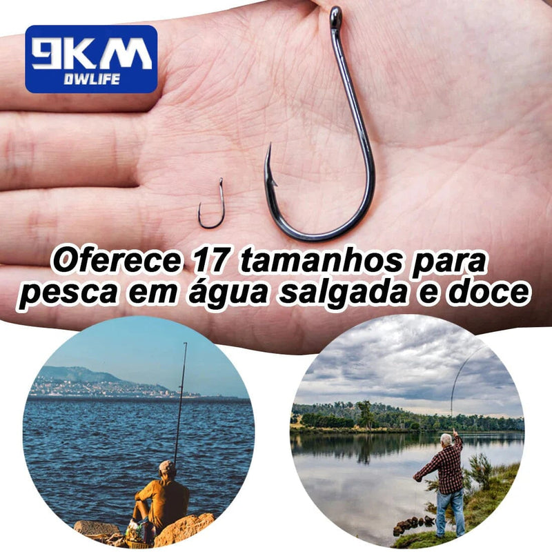 Kit Profissional de Anzóis para Pesca - Aço Inox 50 a 100 Peças Anzóis Aço Madrupet 