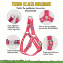 Peitoral Ajustável para Cachorro Estampa Ossinhos Coloridos