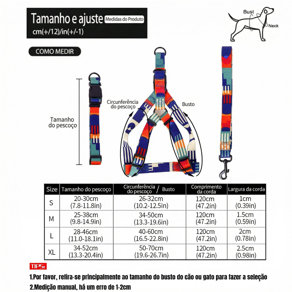 Embalagem do conjunto peitoral e guia para cachorro estampado ajustável pronta para venda Madrupet