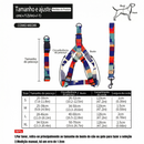Conjunto Peitoral e Guia para Cachorro Estampado Ajustável