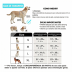 Cachorro usando peitoral anti puxão com dupla argola e faixa refletiva durante passeio