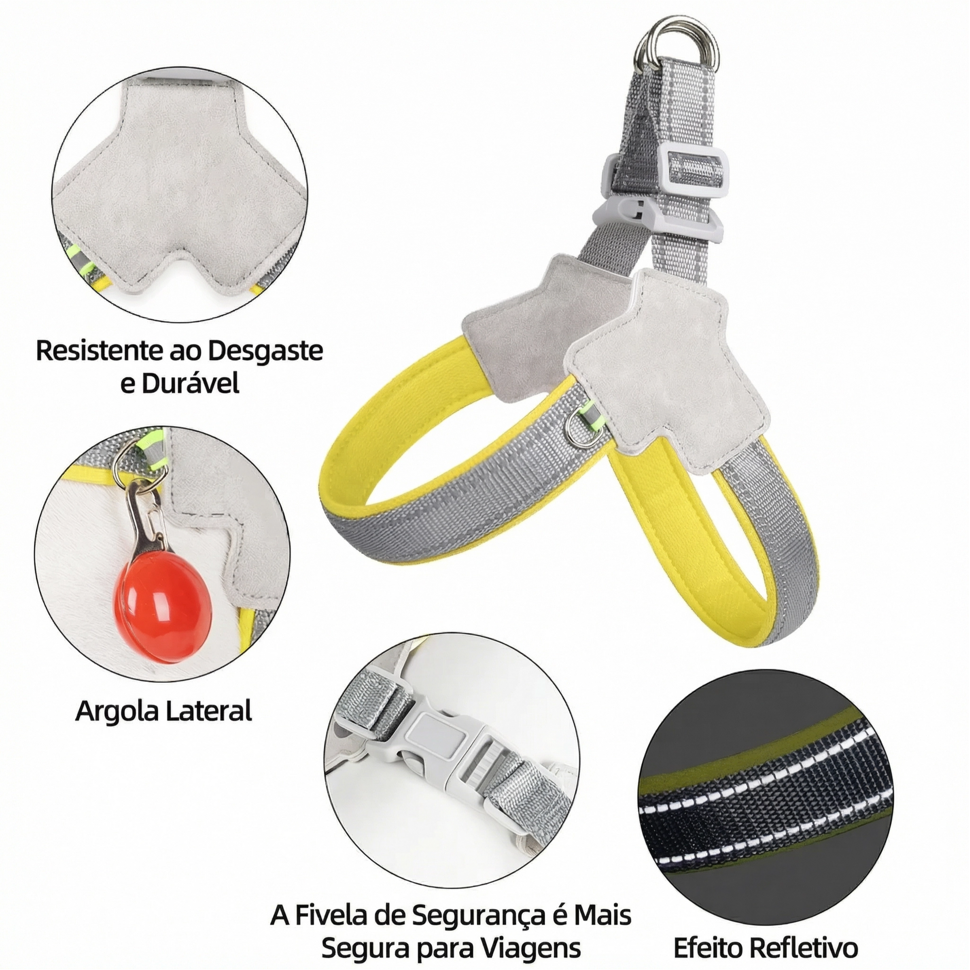 Peitoral ajustável para cachorro com faixa refletiva da Madrupet para passeios seguros